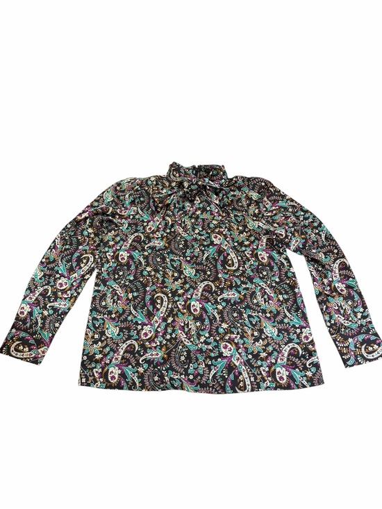 Ann Taylor Tops - Chic Paisley Tie-Neck Blouse in Black, Teal & Purple